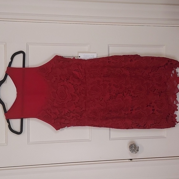 Saylor Crista Red Lace Dress - Picture 2 of 12